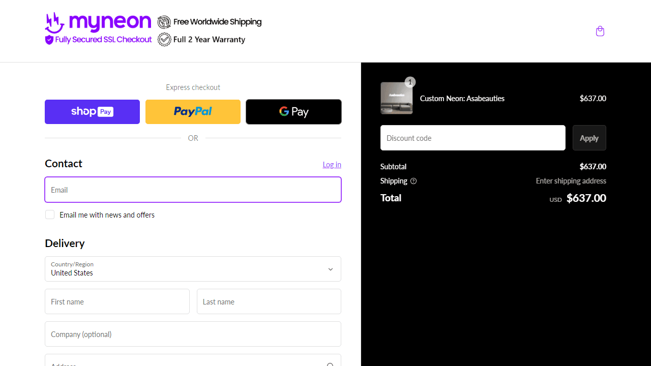 How to apply MyNeon coupon code